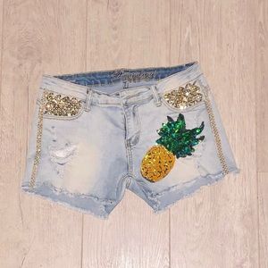 Shorts with Sequin Pineapple!!